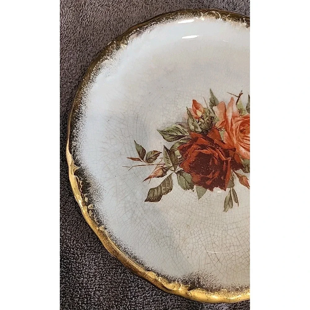 **RARE Antique‎ Sevres Porcelain Plate Circa 1850 Flowers with Gold Trim